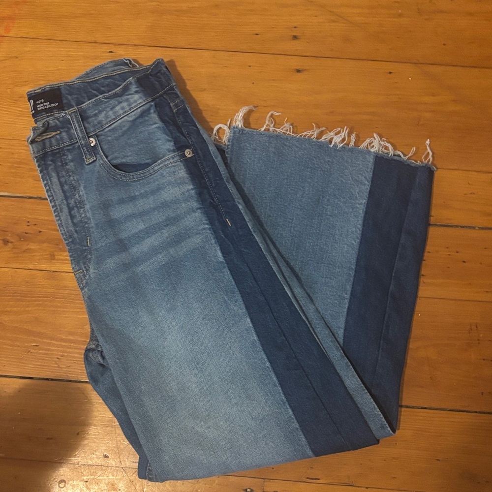 GAP Women's High Rise Wide Leg Crop Jeans - Two Toned